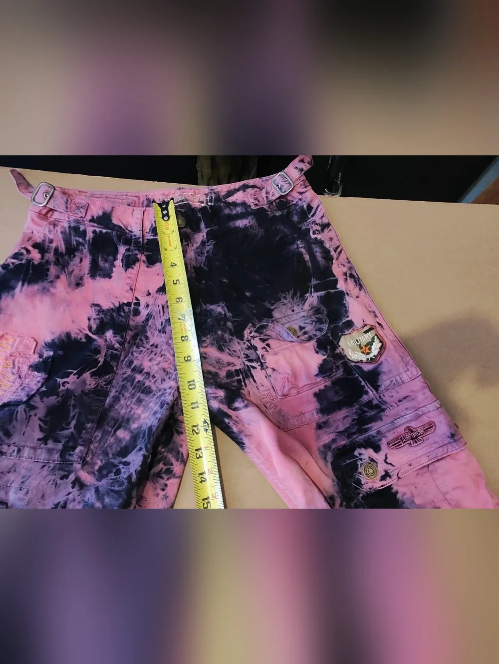 Vintage Rock Revival Pink and Black Tie-Dye Cargo Pants - Picture 16 of 16